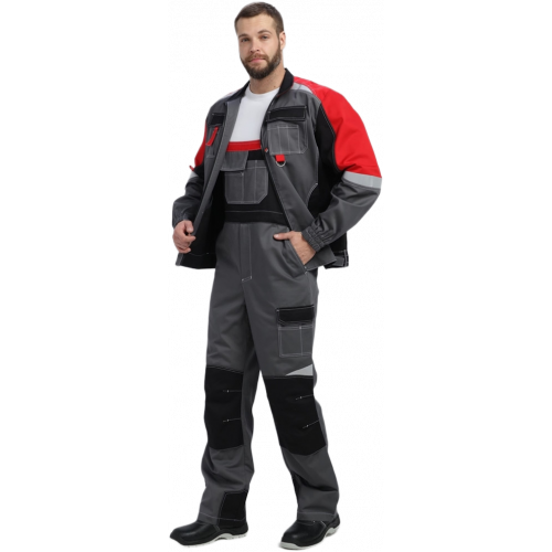 Костюм Вектрон-2 (тк.Смесовая МВО,240) п/к, серый/черный/красный Костюм Вектрон-2 (тк.Смесовая МВО,240) п/к, серый/черный/красный
