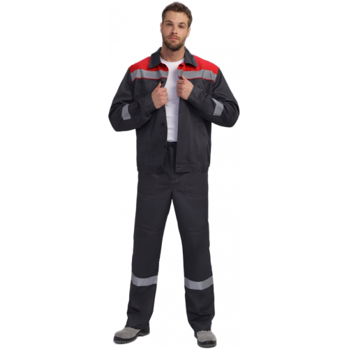 Костюм Лигор-1 Премиум СОП К. (тк.Смесовая,240) брюки, т.серый/красный Костюм Лигор-1 Премиум СОП К. (тк.Смесовая,240) брюки, т.серый/красный