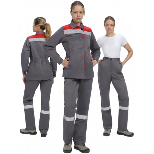 Костюм женский Весна-1 СОП NEW (тк.Смесовая,210) брюки, т.серый/красный Костюм женский Весна-1 СОП NEW (тк.Смесовая,210) брюки, т.серый/красный