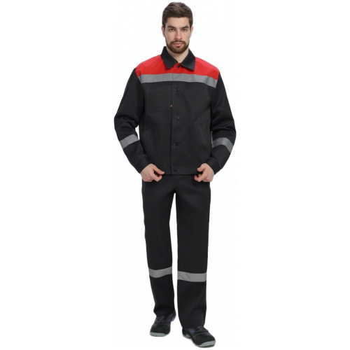 Костюм Лигор-1 СОП (тк.Смесовая,210) брюки, черный/красный Костюм Лигор-1 СОП (тк.Смесовая,210) брюки, черный/красный