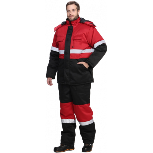 Костюм зимний Нордхард-2 СОП (тк.Смесовая,250) п/к, черный/красный