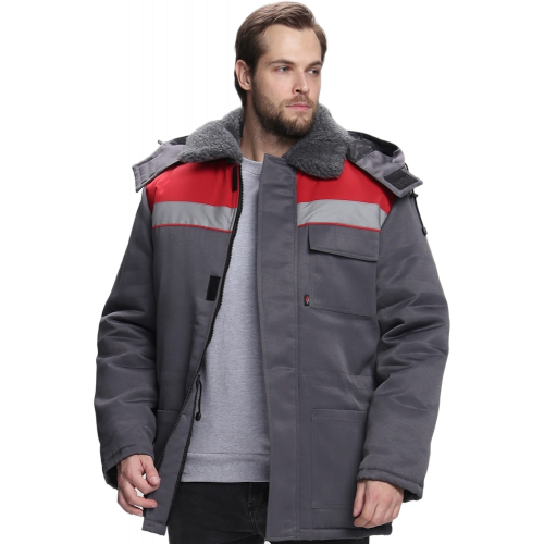 Куртка зимняя для бригадира NEW (тк.Смесовая,210), т.серый/красный Куртка зимняя для бригадира NEW (тк.Смесовая,210), т.серый/красный