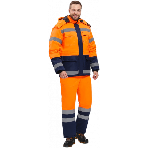 Костюм зимний для дорожника Ультра (тк.Смесовая,210) п/к, оранжевый/т.синий Костюм зимний для дорожника Ультра (тк.Смесовая,210) п/к, оранжевый/т.синий