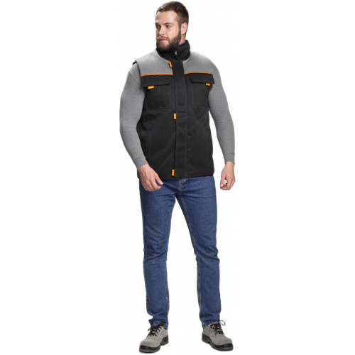 Жилет утепленный Флофт (тк.Смесовая,210), черный/серый Жилет утепленный Флофт (тк.Смесовая,210), черный/серый