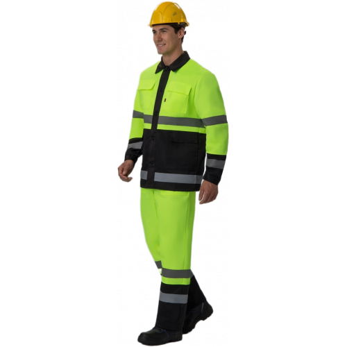 Костюм для дорожника (тк.Смесовая,210) п/к, лимонный/черный Костюм для дорожника (тк.Смесовая,210) п/к, лимонный/черный