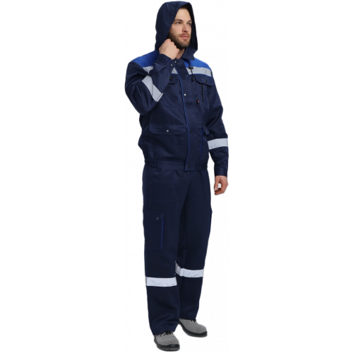 Костюм Нейч-2 СОП с капюшоном К. (тк.Смесовая,210) п/к, т.синий/васильковый