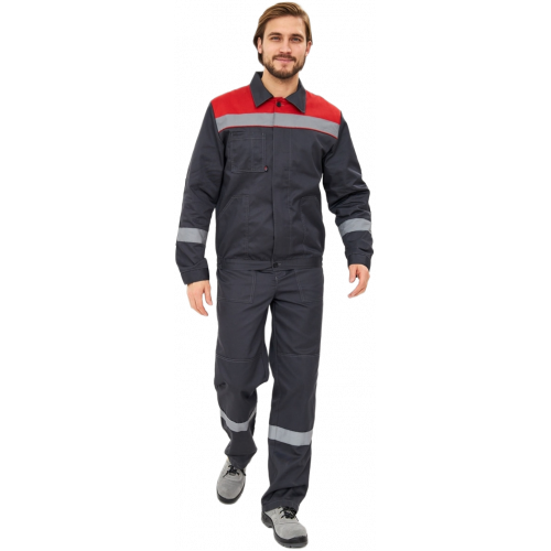 Костюм Лигор-2 Премиум СОП К. (тк.Смесовая,240) п/к, т.серый/красный Костюм Лигор-2 Премиум СОП К. (тк.Смесовая,240) п/к, т.серый/красный