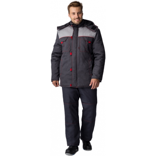 Куртка зимняя Фаворит (тк.Смесовая,240), т.серый/св.серый/красный Куртка зимняя Фаворит (тк.Смесовая,240), т.серый/св.серый/красный