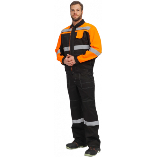 Костюм Виват-1 Премиум CH МВО (тк.Смесовая,240) брюки, черный/оранжевый Костюм Виват-1 Премиум CH МВО (тк.Смесовая,240) брюки, черный/оранжевый