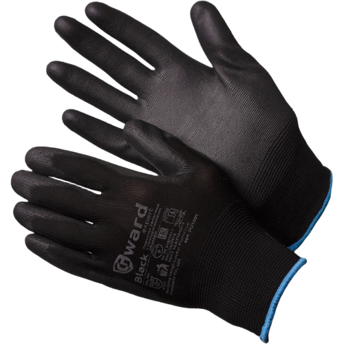 Перчатки Gward нейлоновые с полиуретановым покрытием, черный, PU1001 Перчатки Gward нейлоновые с полиуретановым покрытием, черный, PU1001