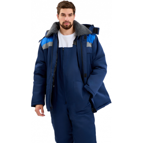 Костюм зимний Труженик-Ультра-2 СОП (тк.Смесовая,210) п/к, т.синий/васильковый