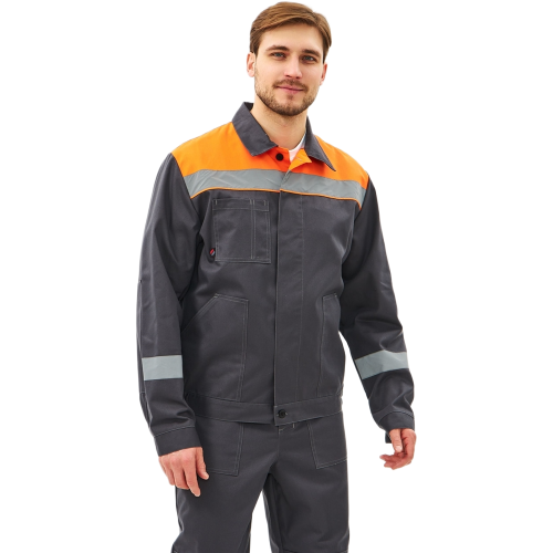 Костюм Липецк-1 СОП CH (тк.Смесовая,280) брюки, т.серый/оранжевый