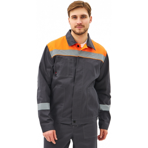 Костюм Липецк-1 СОП CH (тк.Смесовая,280) брюки, т.серый/оранжевый