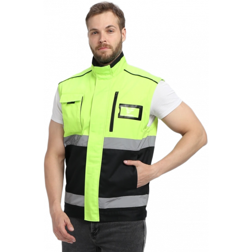 Куртка-трансформер сигнальная ProfLineSpecialist (тк.Смесовая МВО,240), желтый/черный Куртка-трансформер сигнальная ProfLineSpecialist (тк.Смесовая МВО,240), желтый/черный