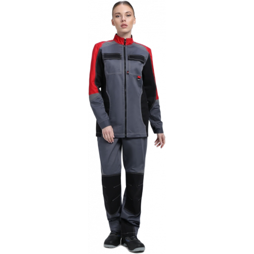 Костюм женский Вектрон-1 (тк.Смесовая,240) брюки, серый/красный/черный Костюм женский Вектрон-1 (тк.Смесовая,240) брюки, серый/красный/черный