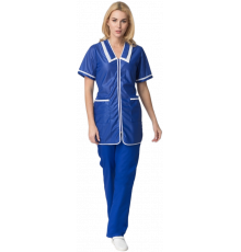 Халат женский на молнии короткий рукав (тк.Нейлон), васильковый Халат женский на молнии короткий рукав (тк.Нейлон), васильковый