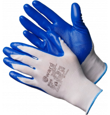 Blue Перчатки нейлоновые белые с синим нитриловым покрытием Blue Перчатки нейлоновые белые с синим нитриловым покрытием