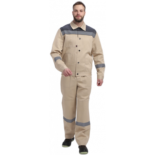 Костюм Лигор-1 СОП (тк.Смесовая,210) брюки, бежевый/т.серый Костюм Лигор-1 СОП (тк.Смесовая,210) брюки, бежевый/т.серый