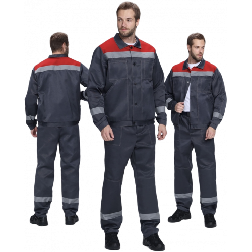 Костюм Лигор-1 СОП (тк.Смесовая,210) брюки, т.серый/красный