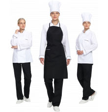 Костюм женский повара Гурман (тк.ТиСи), белый/черный Костюм женский повара Гурман (тк.ТиСи), белый/черный