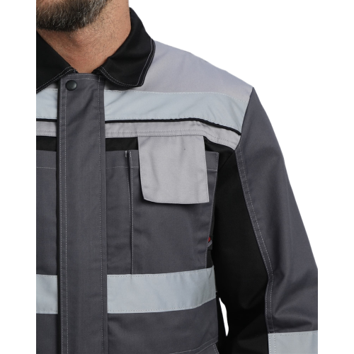 Костюм Виват-1 Премиум CH МВО (тк.Смесовая,240) брюки, т.серый/черный/св.серый