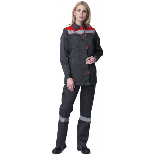 Костюм женский Весна-2 СОП NEW (тк.Смесовая,210) п/к, т.серый/красный Костюм женский Весна-2 СОП NEW (тк.Смесовая,210) п/к, т.серый/красный