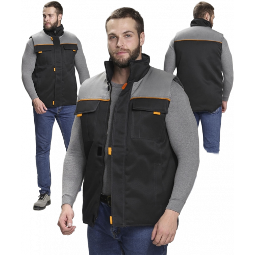 Жилет утепленный Флофт (тк.Смесовая,210), черный/серый Жилет утепленный Флофт (тк.Смесовая,210), черный/серый