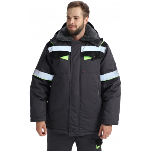 Костюм зимний Ховард (тк.OxLine) п/к, т.серый/черный/лимонный