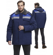 Куртка зимняя для бригадира NEW (тк.Смесовая,210), т.синий/васильковый
