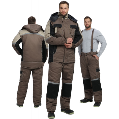 Костюм зимний Мега IMP (тк.Смесовая,240) брюки, коричневый/черный/бежевый