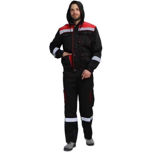 Костюм Нейч-2 СОП с капюшоном (тк.Смесовая,210) п/к, черный/красный Костюм Нейч-2 СОП с капюшоном (тк.Смесовая,210) п/к, черный/красный