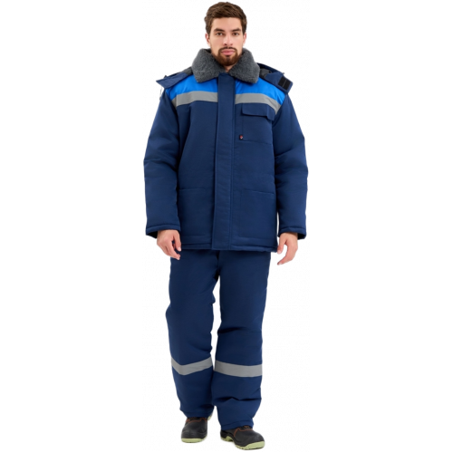 Костюм зимний Труженик-Ультра-2 СОП (тк.Смесовая,210) п/к, т.синий/васильковый