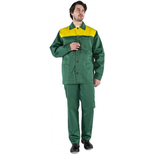 Костюм Стандарт (тк.Смесовая,210) брюки, зеленый/желтый