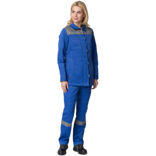 Костюм женский Весна-1 СОП NEW (тк.Смесовая,210) брюки, васильковый/серый Костюм женский Весна-1 СОП NEW (тк.Смесовая,210) брюки, васильковый/серый