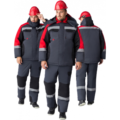 Костюм зимний Вектрон-2 СОП (тк.Смесовая,240) п/к, черный/красный/серый