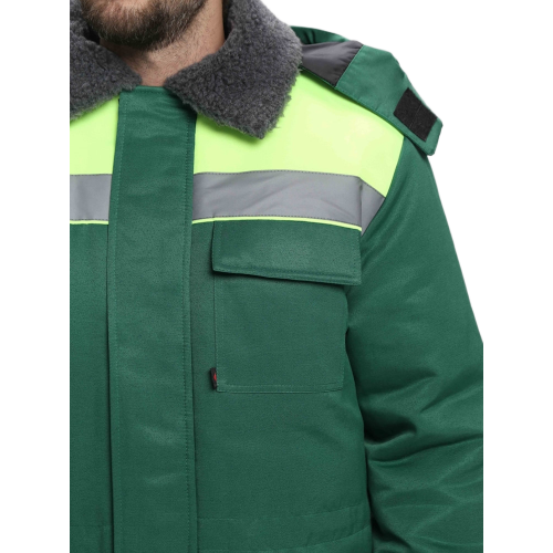 Куртка зимняя для бригадира NEW (тк.Смесовая,210), зеленый/лимонный