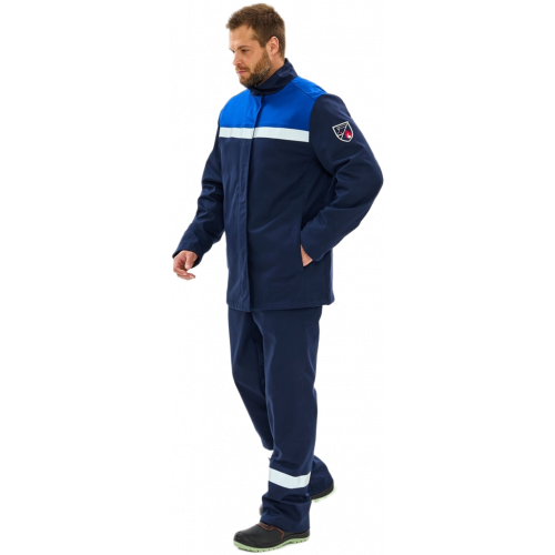 Костюм сварщика Велд-СОП 2 кл.защиты (тк.Хлопок-ОП,350) брюки, т.синий/васильковый