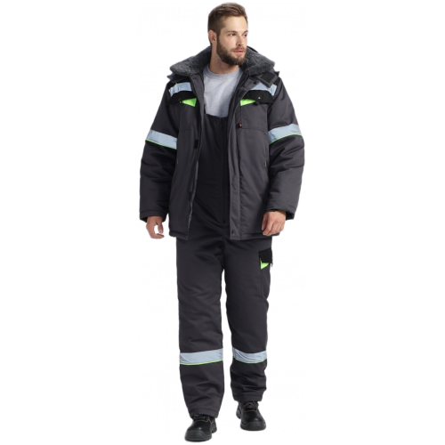 Костюм зимний Ховард (тк.Смесовая,240) п/к, т.серый/черный/лимонный