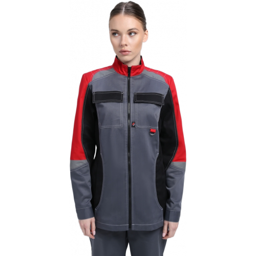 Костюм женский Вектрон-1 (тк.Смесовая,240) брюки, серый/красный/черный Костюм женский Вектрон-1 (тк.Смесовая,240) брюки, серый/красный/черный