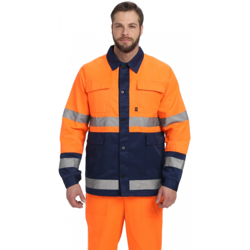 Костюм для дорожника (тк.Смесовая,210) п/к, оранжевый/т.синий Костюм для дорожника (тк.Смесовая,210) п/к, оранжевый/т.синий
