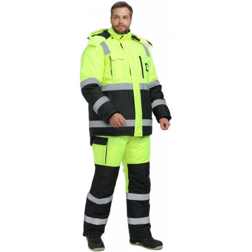 Костюм зимний сигнальный ProfLineSpecialist (тк.Оксфорд PU) брюки, желтый/черный Костюм зимний сигнальный ProfLineSpecialist (тк.Оксфорд PU) брюки, желтый/черный
