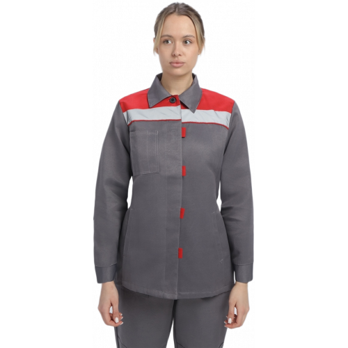 Костюм женский Весна-1 СОП NEW (тк.Смесовая,210) брюки, т.серый/красный Костюм женский Весна-1 СОП NEW (тк.Смесовая,210) брюки, т.серый/красный