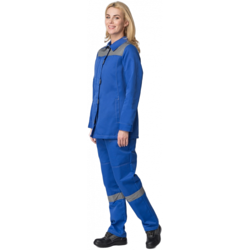 Костюм женский Весна-1 СОП NEW (тк.Смесовая,210) брюки, васильковый/серый Костюм женский Весна-1 СОП NEW (тк.Смесовая,210) брюки, васильковый/серый