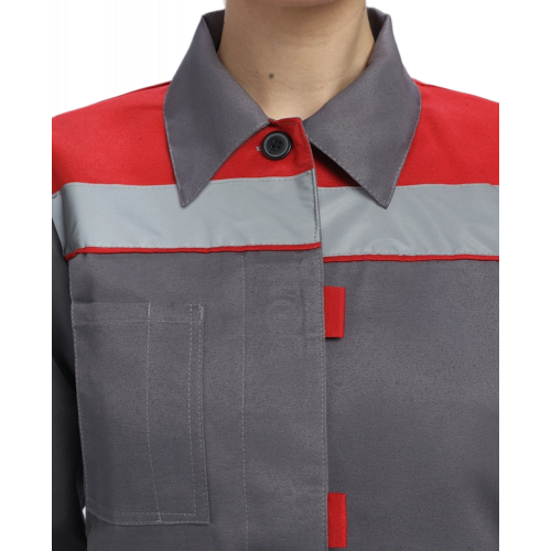 Костюм женский Весна-1 СОП NEW (тк.Смесовая,210) брюки, т.серый/красный Костюм женский Весна-1 СОП NEW (тк.Смесовая,210) брюки, т.серый/красный