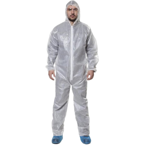 Комбинезон одноразовый из спанбонда ламинированный 50 гр/м2 белый Комбинезон одноразовый из спанбонда ламинированный 50 гр/м2 белый