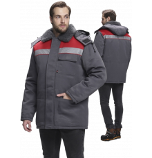 Куртка зимняя для бригадира NEW (тк.Смесовая,210), т.серый/красный Куртка зимняя для бригадира NEW (тк.Смесовая,210), т.серый/красный