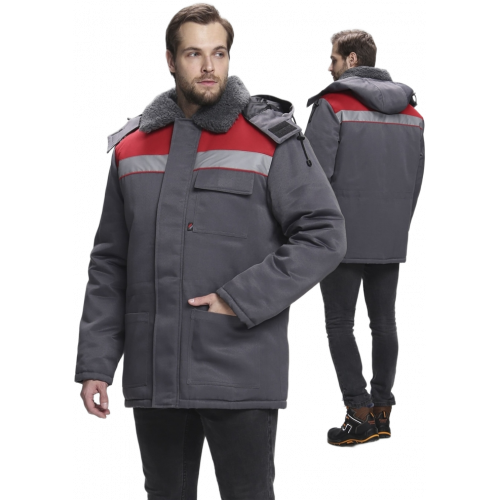 Куртка зимняя для бригадира NEW (тк.Смесовая,210), т.серый/красный Куртка зимняя для бригадира NEW (тк.Смесовая,210), т.серый/красный