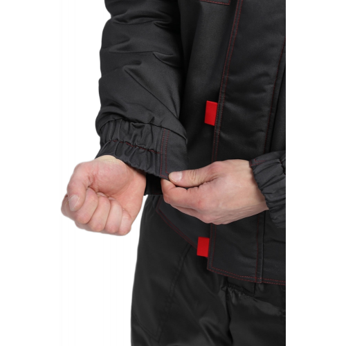 Куртка зимняя укороченная Флофт Премиум (тк.Смесовая,240), т.серый/св.серый/красный