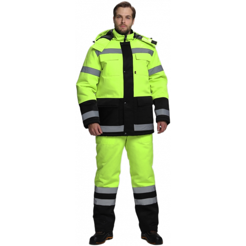 Костюм зимний для дорожника Ультра (тк.Смесовая,210) п/к, лимонный/черный Костюм зимний для дорожника Ультра (тк.Смесовая,210) п/к, лимонный/черный
