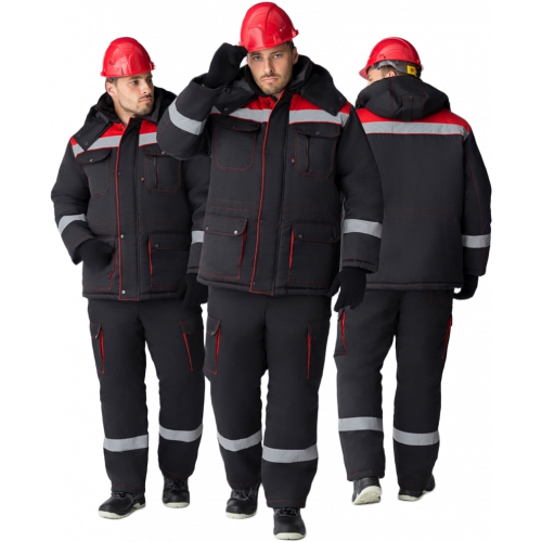 Костюм зимний Титан (Смесовая, 210) п/к, черный/красный Костюм зимний Титан (Смесовая, 210) п/к, черный/красный